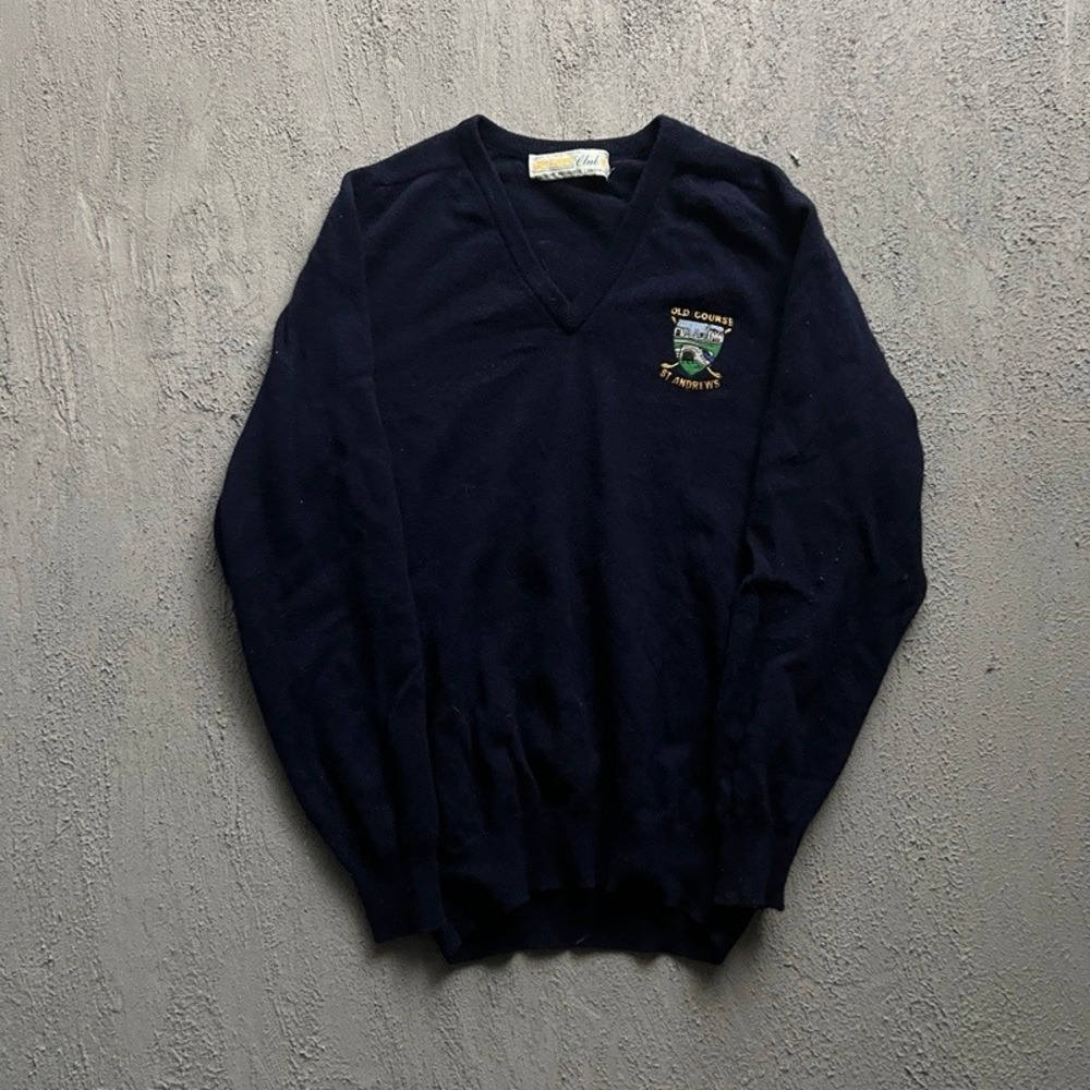Vintage Old Course St Andrews Sweater Men Medium Navy Blue 1980s